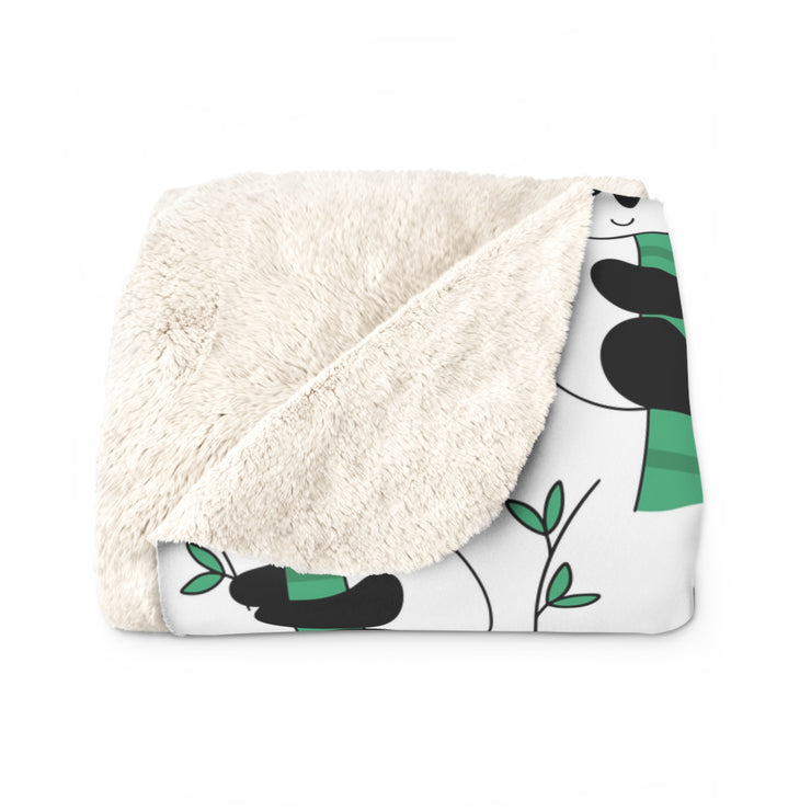 Cute Panda Sherpa Fleece Blanket, Cozy Gift for Kids