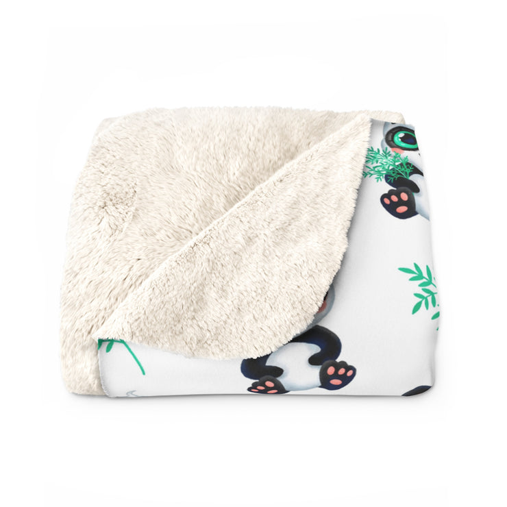 Panda Cozy Sherpa Fleece Blanket, Baby Gift Nursery