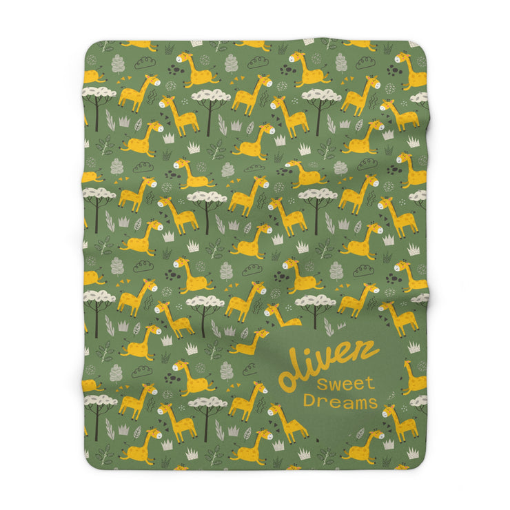 Cozy Giraffe Sherpa Fleece Blanket Nursery Kids Gift