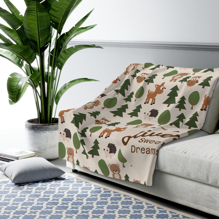 Cozy Forest Friends Sherpa Fleece Blanket