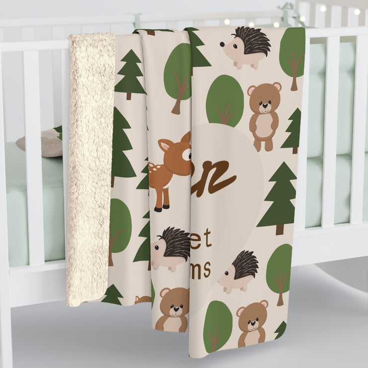 Cozy Forest Friends Sherpa Fleece Blanket