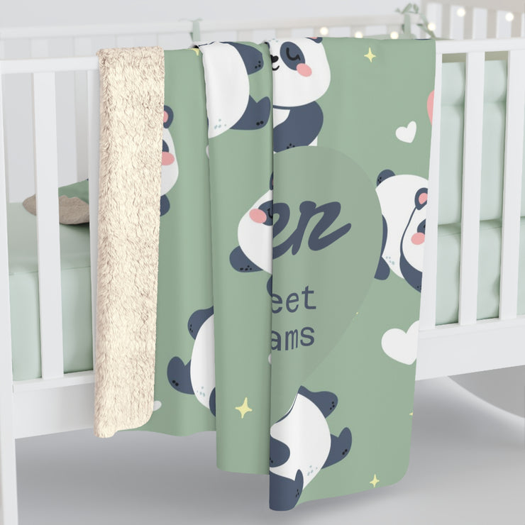 Cozy Panda Sherpa Fleece Blanket, Soft Throw for Kids & Adults