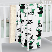Cute Panda Sherpa Fleece Blanket, Cozy Gift for Kids