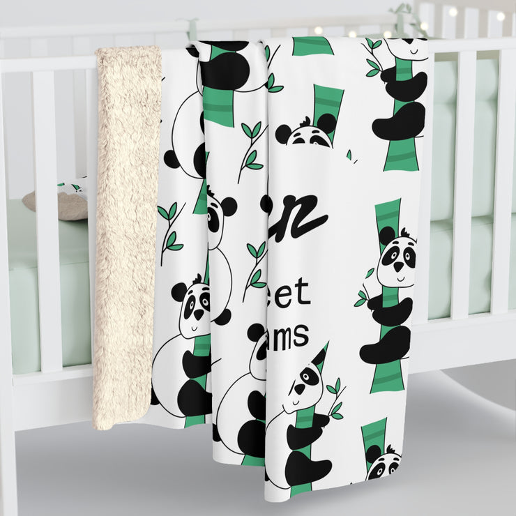 Cute Panda Sherpa Fleece Blanket, Cozy Gift for Kids