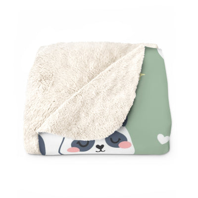 Cozy Panda Sherpa Fleece Blanket, Soft Throw for Kids & Adults