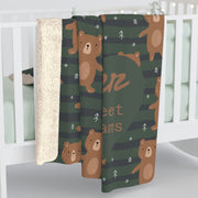 Cozy Bear Sherpa Fleece Blanket, Perfect for  Gift Friends