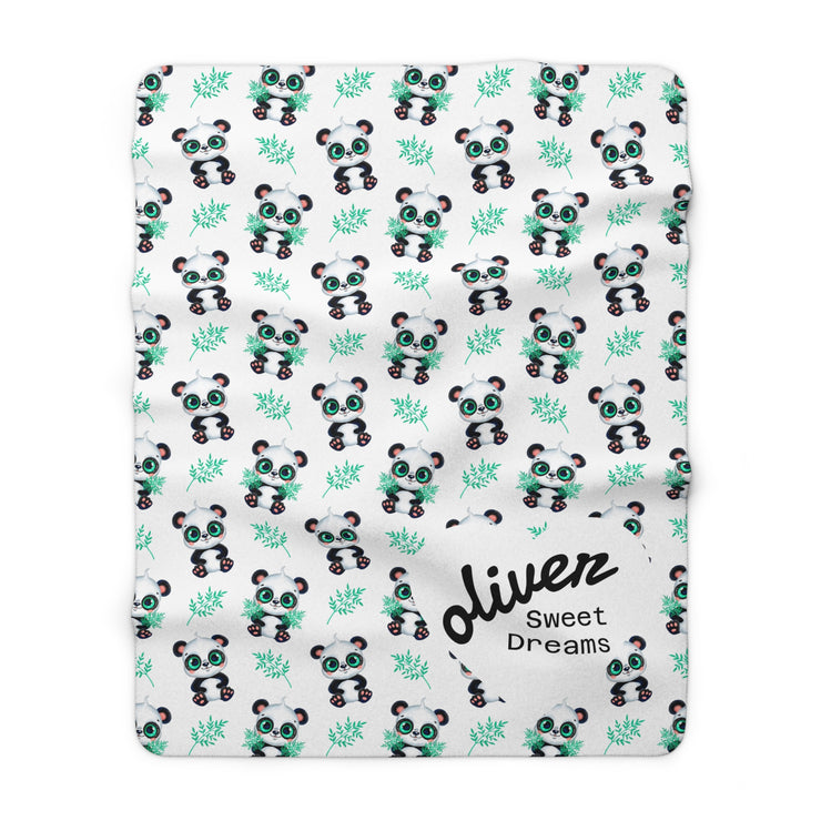 Panda Cozy Sherpa Fleece Blanket, Baby Gift Nursery