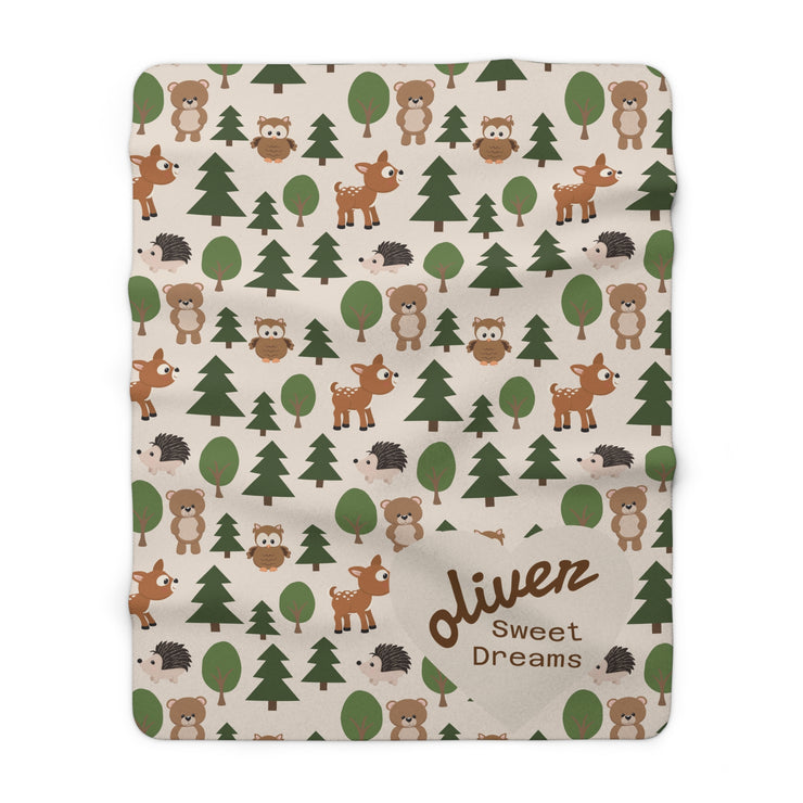 Cozy Forest Friends Sherpa Fleece Blanket