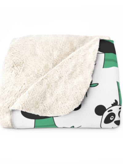 Personalization Cute Panda Sherpa Fleece Blanket, Cozy Gift for Kids