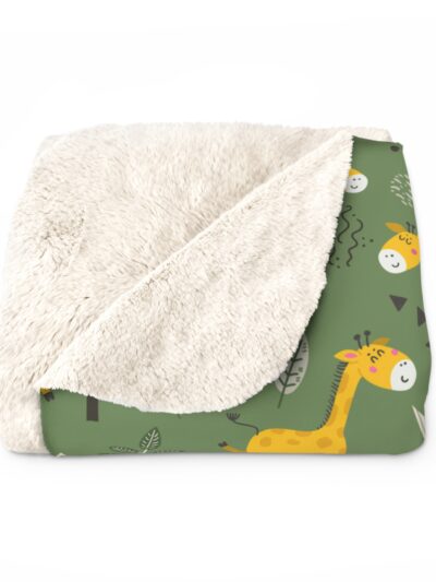 Personalization Cozy Giraffe Sherpa Fleece Blanket Nursery Kids Gift